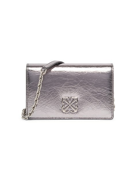 OFF-WHITE JITNEY METALLIC LEATHER SHOULDER BAG