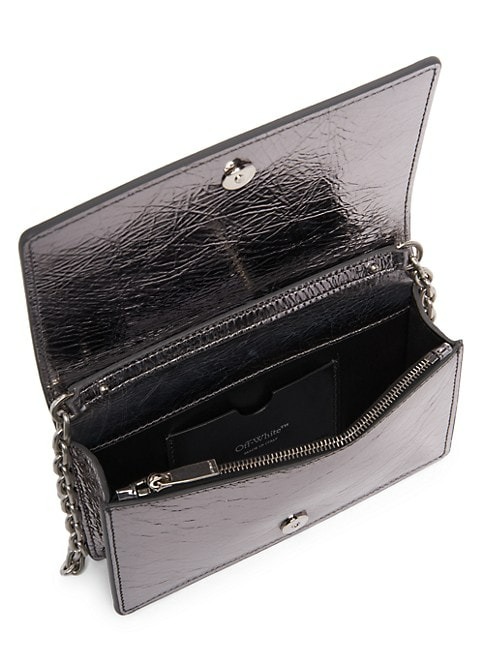 OFF-WHITE JITNEY METALLIC LEATHER SHOULDER BAG