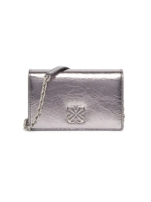 OFF-WHITE JITNEY METALLIC LEATHER SHOULDER BAG
