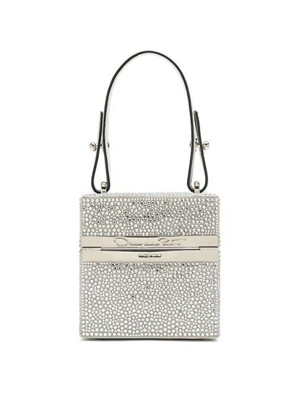 OSCAR DE LA RENTA ALIBI CRYSTAL SATIN CUBE TOP-HANDLE BAG