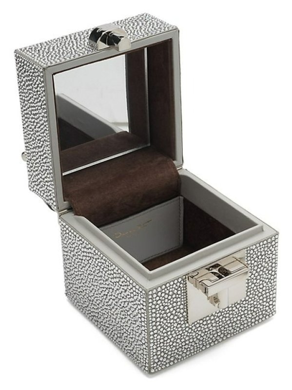 OSCAR DE LA RENTA ALIBI CRYSTAL SATIN CUBE TOP-HANDLE BAG