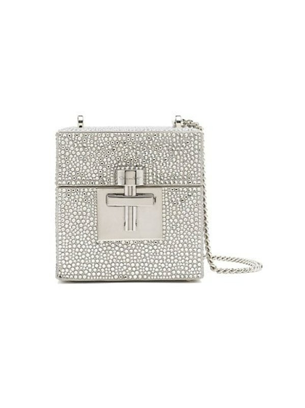 OSCAR DE LA RENTA ALIBI CRYSTAL SATIN CUBE TOP-HANDLE BAG