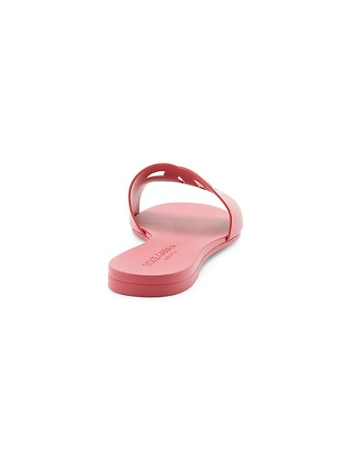 DOLCE&GABBANA INTERLOCK LOGO LEATHER SLIDES