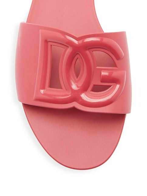 DOLCE&GABBANA INTERLOCK LOGO LEATHER SLIDES