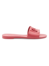 DOLCE&GABBANA INTERLOCK LOGO LEATHER SLIDES