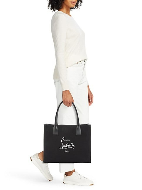 CHRISTIAN LOUBOUTIN LARGE NASTROLOUBI CANVAS E/W TOTE BAG