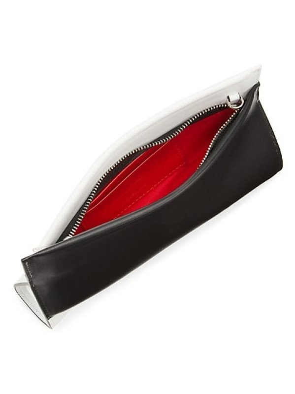 CHRISTIAN LOUBOUTIN SMALL LOUBITWIST TWO-TONE LEATHER CLUTCH-ON-CHAIN