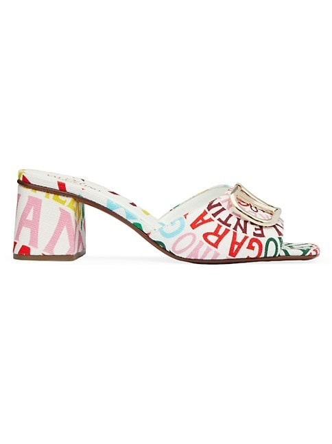 VALENTINO GARAVANI ESCAPE SANDALS IN CANVAS WITH LOOP PRINT