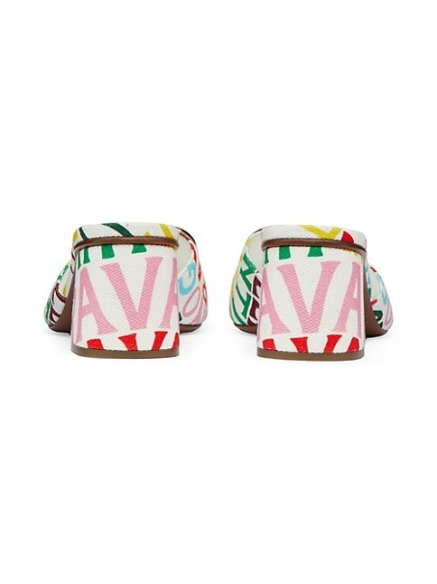 VALENTINO GARAVANI ESCAPE SANDALS IN CANVAS WITH LOOP PRINT