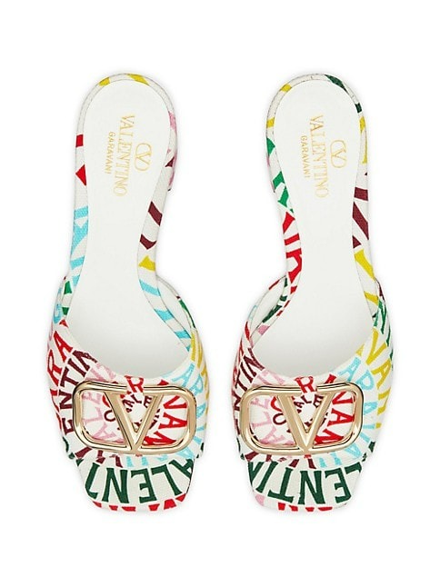 VALENTINO GARAVANI ESCAPE SANDALS IN CANVAS WITH LOOP PRINT