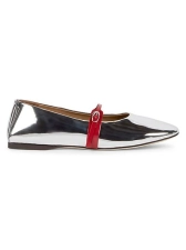 JACQUEMUS LES BALLERINES RONDES LEATHER FLATS - SILVER