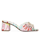VALENTINO GARAVANI ESCAPE SANDALS IN CANVAS WITH LOOP PRINT
