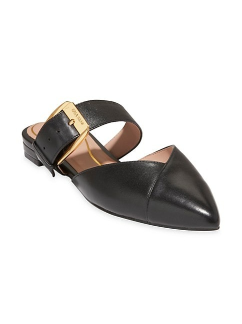 COLE HAAN VANDAM BUCKLE LEATHER MULES