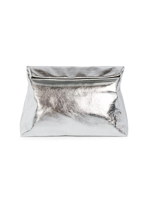 DRIES VAN NOTEN METALLIC LEATHER CLUTCH