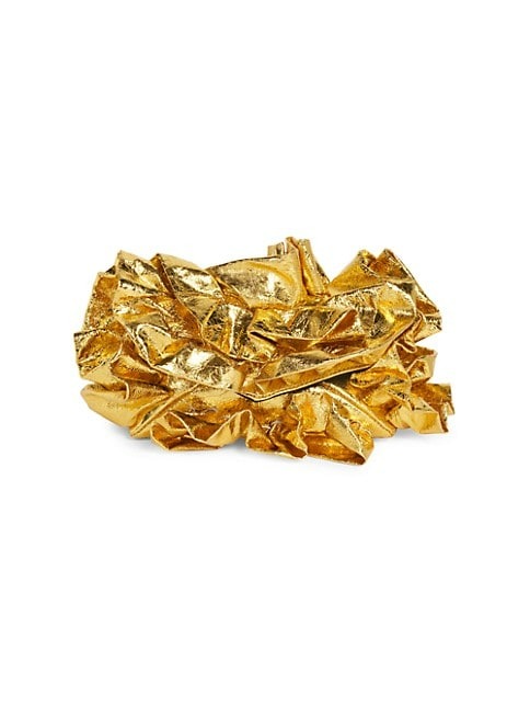 DRIES VAN NOTEN CRINKLED METALLIC LEATHER CLUTCH