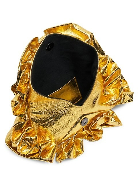 DRIES VAN NOTEN CRINKLED METALLIC LEATHER CLUTCH