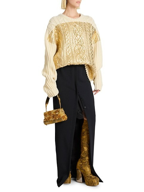 DRIES VAN NOTEN BEADED JACQUARD TOP-HANDLE BAG