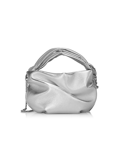 JIMMY CHOO BONNY METALLIC LEATHER TOP-HANDLE BAG