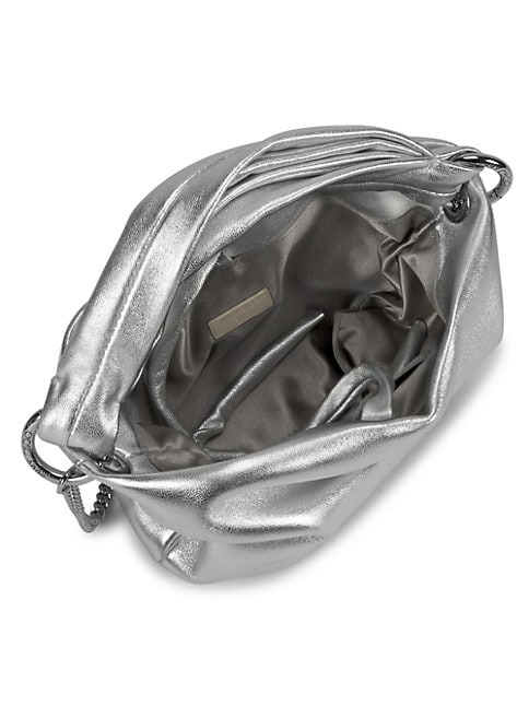 JIMMY CHOO BONNY METALLIC LEATHER TOP-HANDLE BAG