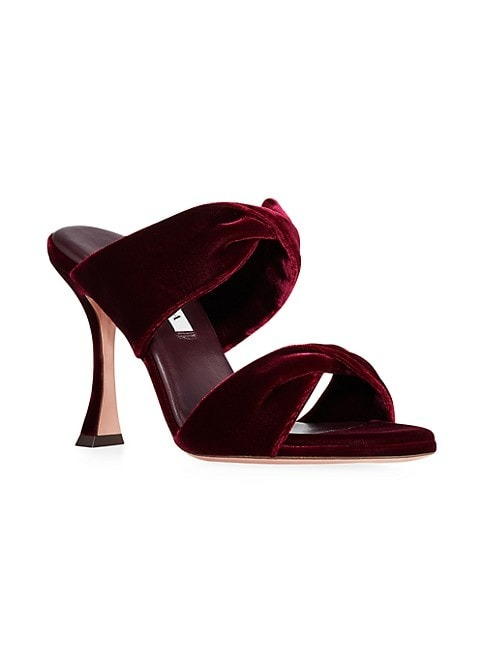 AQUAZZURA TWIST 95MM VELVET SANDALS
