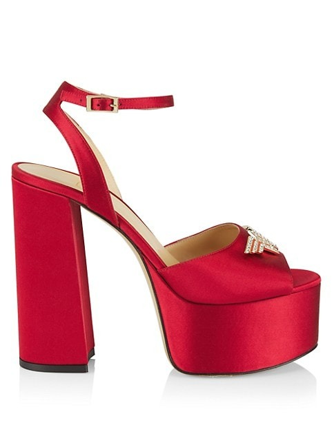 NALEBE ASANTE SANA 130MM SILK & CRYSTAL PLATFORM SANDALS