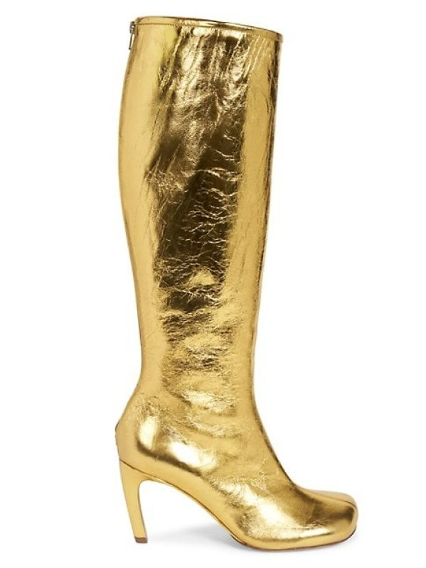 DRIES VAN NOTEN 80MM METALLIC LEATHER KNEE-HIGH BOOTS