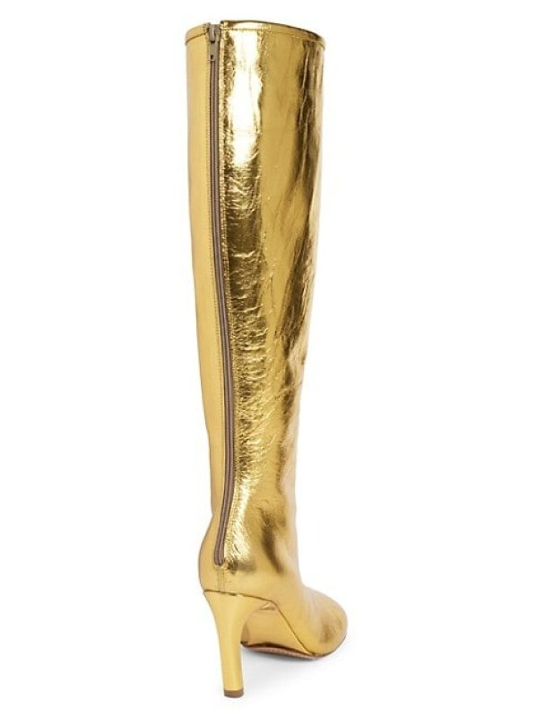 DRIES VAN NOTEN 80MM METALLIC LEATHER KNEE-HIGH BOOTS
