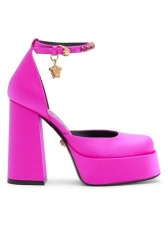 VERSACE MEDUSA AEVITAS SATIN CRYSTAL-EMBELLISHED PLATFORM PUMPS