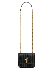 SAINT LAURENT VICKY SMALL CROSSBODY BAG IN QUILTED PATENT LEATHER
