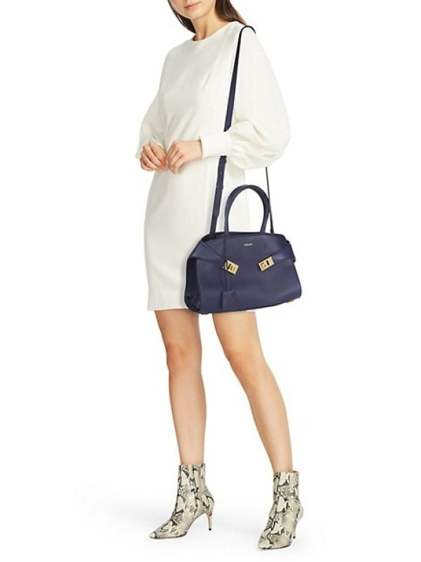 FERRAGAMO SMALL LEATHER TOP-HANDLE BAG