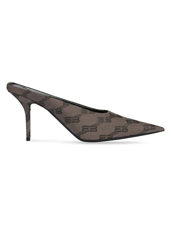 BALENCIAGA SQUARE KNIFE 80MM MULES BB MONOGRAM