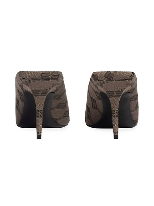 BALENCIAGA SQUARE KNIFE 80MM MULES BB MONOGRAM