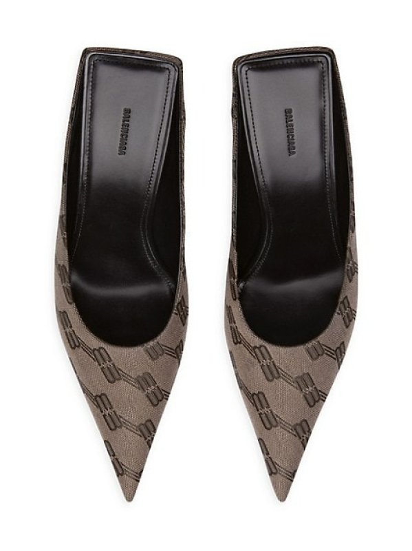 BALENCIAGA SQUARE KNIFE 80MM MULES BB MONOGRAM