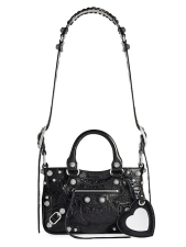 BALENCIAGA NEO CAGOLE SMALL TOTE BAG WITH RHINESTONES