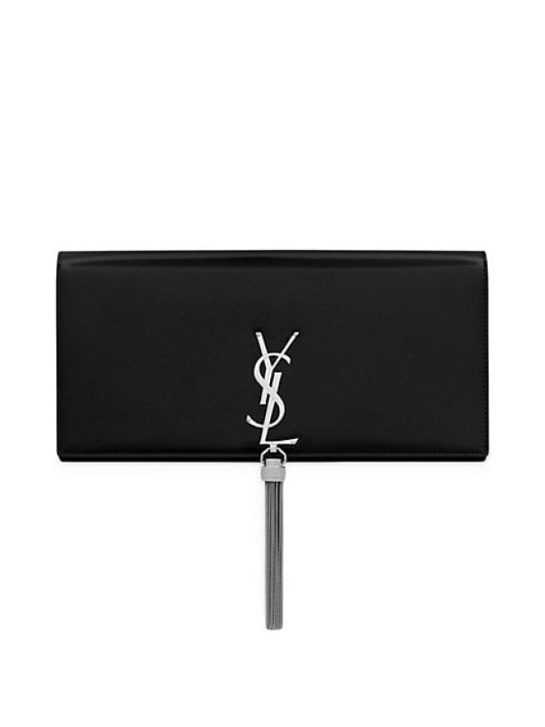 SAINT LAURENT KATE CLUTCH WITH TASSEL IN SHINY LEATHER
