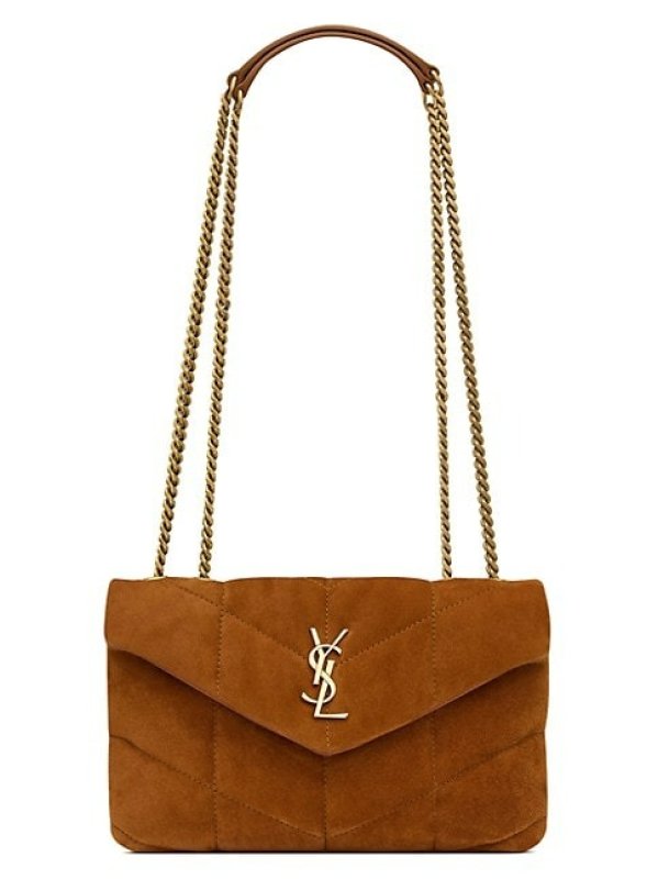 SAINT LAURENT PUFFER TOY BAG IN QUILTED SUEDE