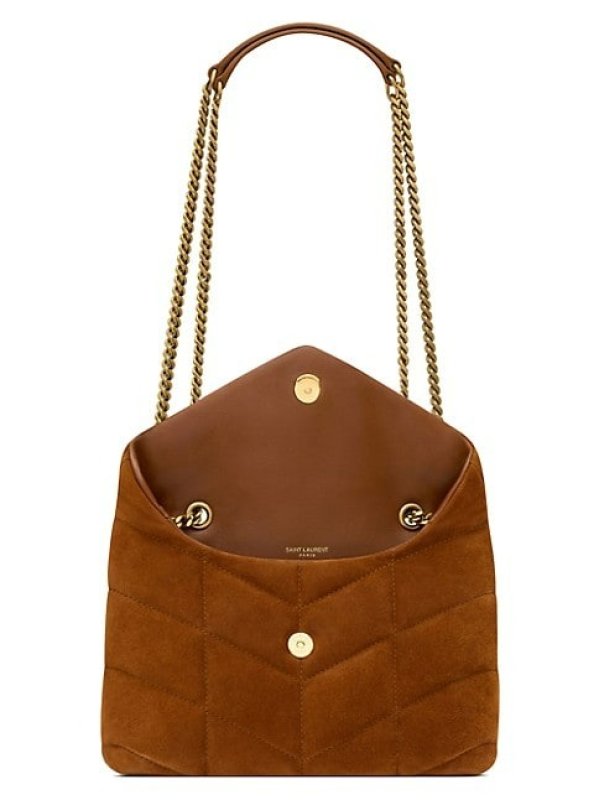 SAINT LAURENT PUFFER TOY BAG IN QUILTED SUEDE