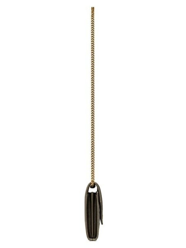SAINT LAURENT ENVELOPE CHAIN WALLET IN MIX MATELASS METALLIC GRAIN DE POUDRE EMBOSSED LEATHER