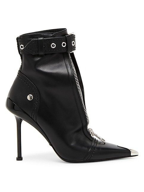 ALEXANDER MCQUEEN SLASH BIKER 90MM LEATHER BOOTIES