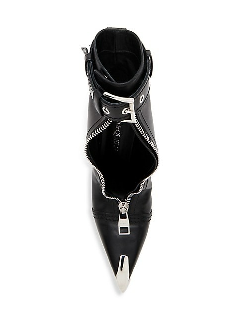 ALEXANDER MCQUEEN SLASH BIKER 90MM LEATHER BOOTIES