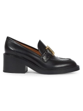 CHLOE MARCIE 65MM LOGO BUCKLE LEATHER LOAFERS