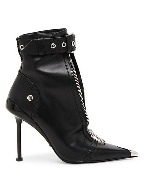 ALEXANDER MCQUEEN SLASH BIKER 90MM LEATHER BOOTIES