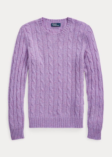 POLO RALPH LAUREN CABLE-KNIT CASHMERE SWEATER - WISTERIA MELANGE