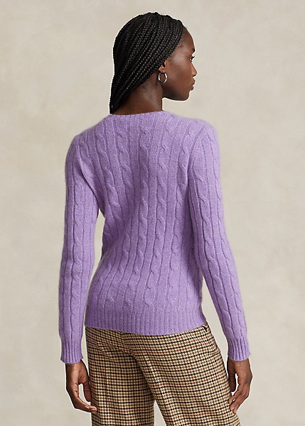 POLO RALPH LAUREN CABLE-KNIT CASHMERE SWEATER - WISTERIA MELANGE
