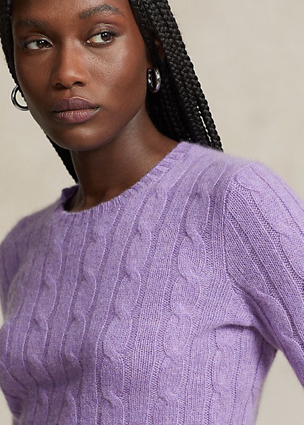 POLO RALPH LAUREN CABLE-KNIT CASHMERE SWEATER - WISTERIA MELANGE