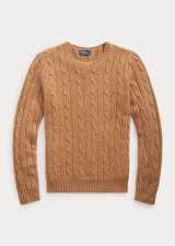 POLO RALPH LAUREN CABLE-KNIT CASHMERE SWEATER - CAMEL MELANGE