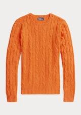 POLO RALPH LAUREN CABLE-KNIT CASHMERE SWEATER - FLANNEL ORANGE MELANGE