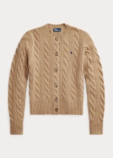 POLO RALPH LAUREN CABLE-KNIT WOOL-CASHMERE CARDIGAN - COLLECTION CAMEL MELANGE