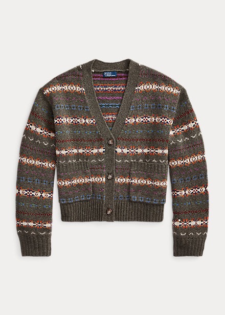 POLO RALPH LAUREN FAIR ISLE WOOL-BLEND V-NECK CARDIGAN