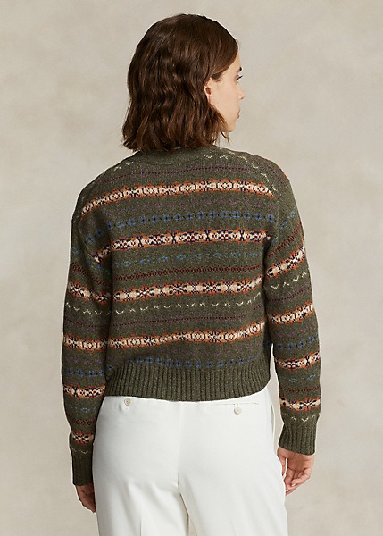 POLO RALPH LAUREN FAIR ISLE WOOL-BLEND V-NECK CARDIGAN
